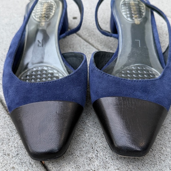 Veronica Beard Cecile Women Size 6.5M Indigo Black Slingback Cap Toe Block Heels - Picture 8 of 13